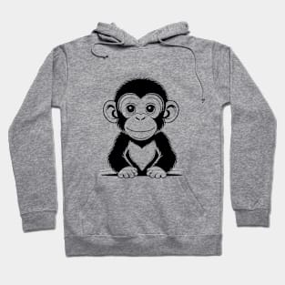 Cute Baby Chimpanzee Animal Outline Hoodie